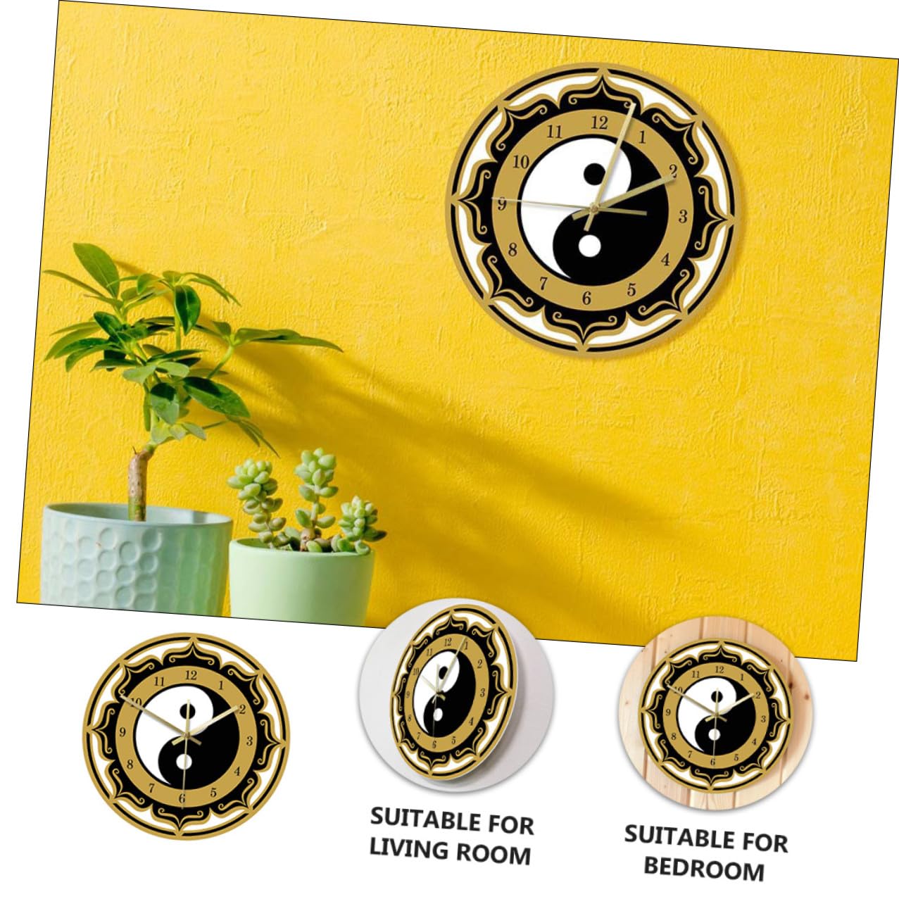 Holibanna Moderne Wanduhr mit Tai Chi Muster Acrylbeschichtete Hängeuhr für Wohnzimmer und Arbeitszimmer Elegante Digitale Wanddekoration Geräuschlos und Stilvoll