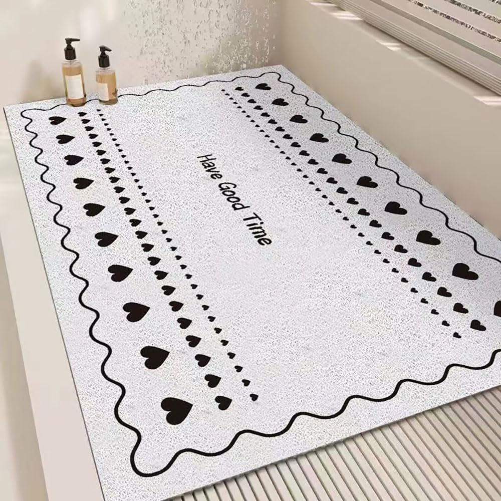 Tapis de Douche antidérapant Tapis Doux – luffa Caoutchouc Rapide(Bianco,60x120cm)