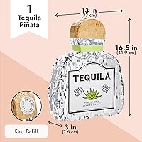 Vista 3 de Sparkle and Bash Forma de botella de tequila de piñata, pequeña, lámina plateada, 16.5 x 13 x 3 pulgadas, piñata para decoraciones de fiesta