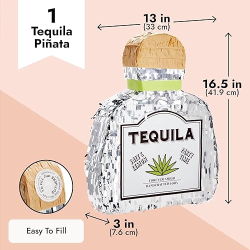 Miniatura 3 de Piñata de tequila para decoración de despedida de soltero, centro de mesa, accesorio de fotos (tamaño pequeño, 16.5 x 13 x 3 pulgadas)