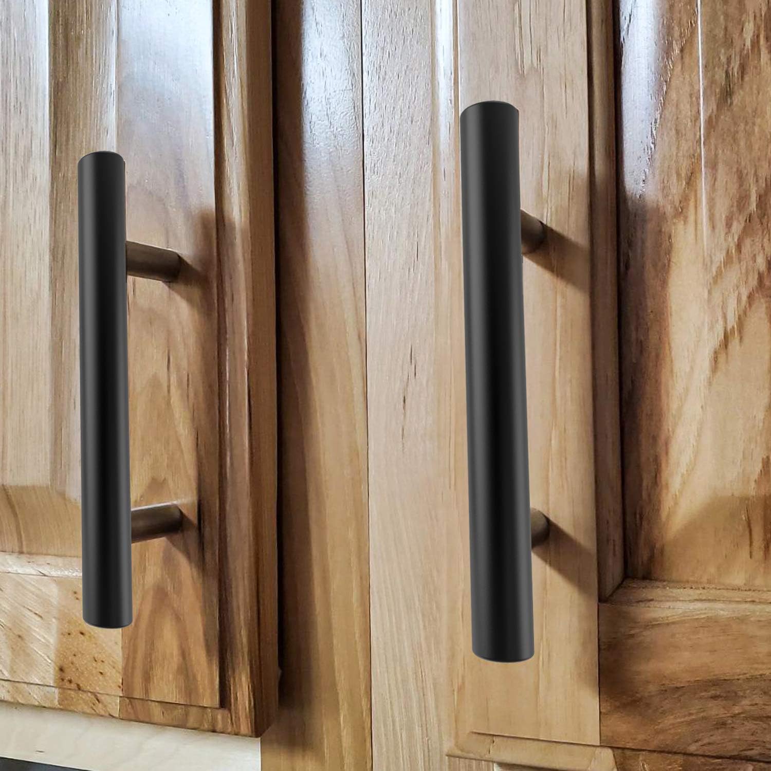 MaxGear 15 Pack 5" Cabinet Handles Drawer Pulls, 3-inch Hole Center, Brushed Nickel Cabinet Handle “T” Bar Cabinet Pulls Dresser Furniture Handle Hardware for Kitchen, Stainless Steel, Matte Black