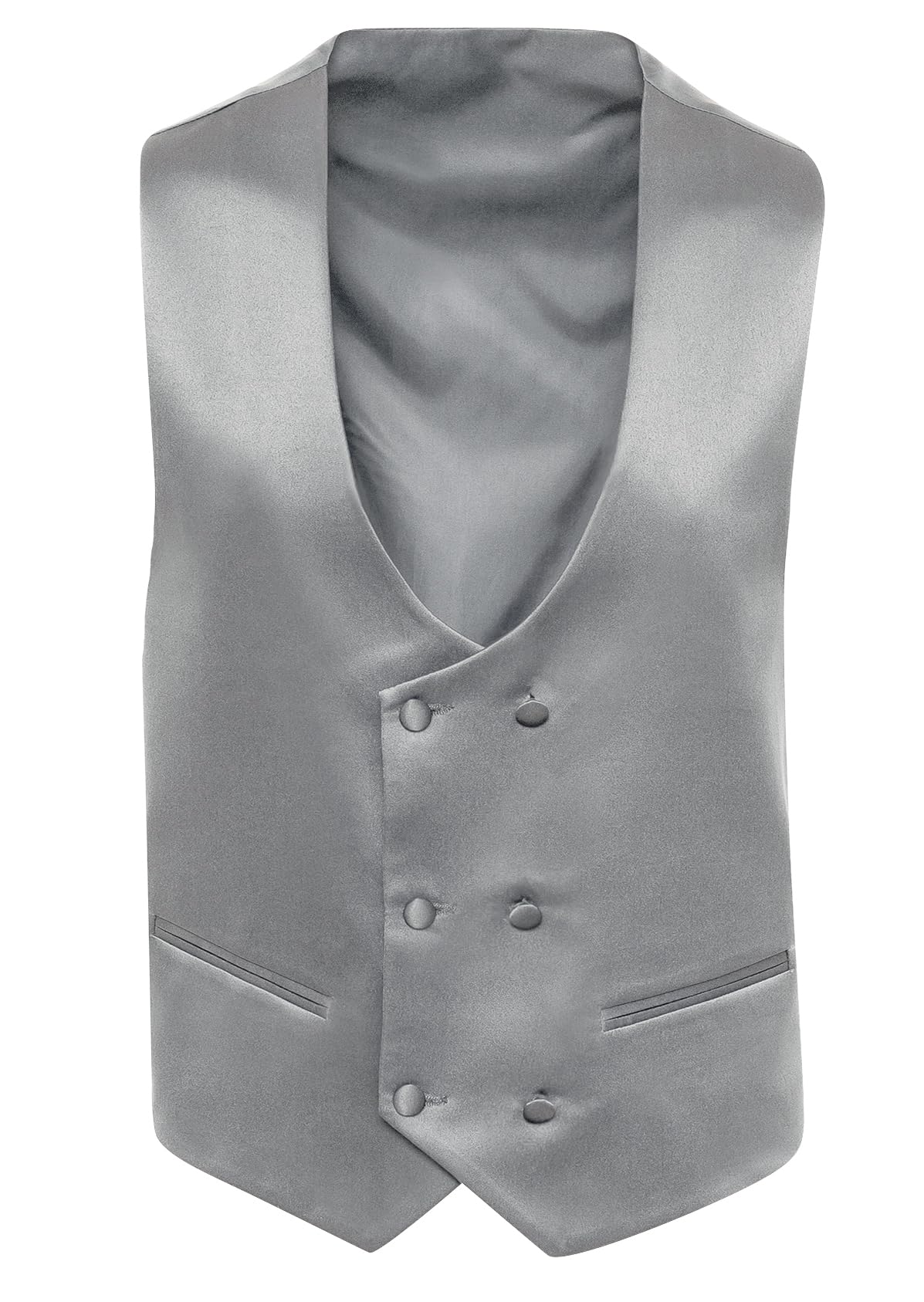 Evoga Men's Tailored Slim Fit Double Breasted Satin Waistcoat