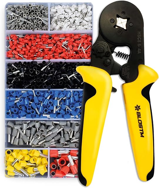 BLOSTM Bootlace Ferrule Crimping Tool Kit - Professional Crimping Tool Set with 1200 Wire Ferrule Terminal Connectors Self-Adjustable Ratchet Bootlace with Crimper Plier Range of 0.25-10mm²/awg23-10
