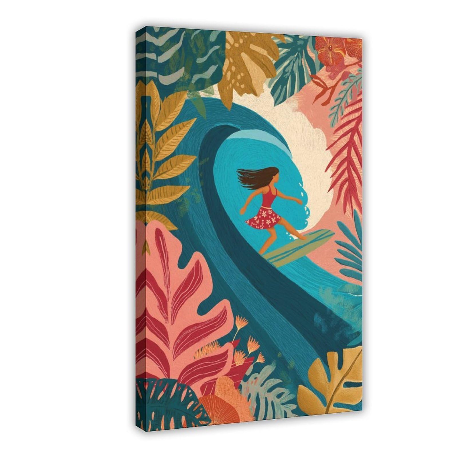 YWTJAX Tropical Surf Poster Canvas Poster for Bedroom Decor Gift
