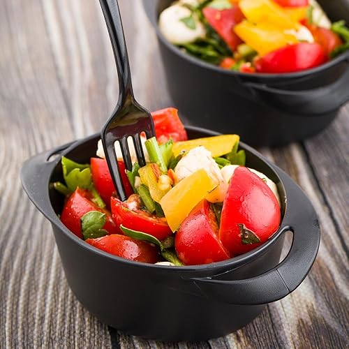 Miniatura 6 de Restaurantware Mini platos para servir de 3 onzas, 100 mini platos desechables para aperitivos, asas integradas, rectangulares, de plástico, color