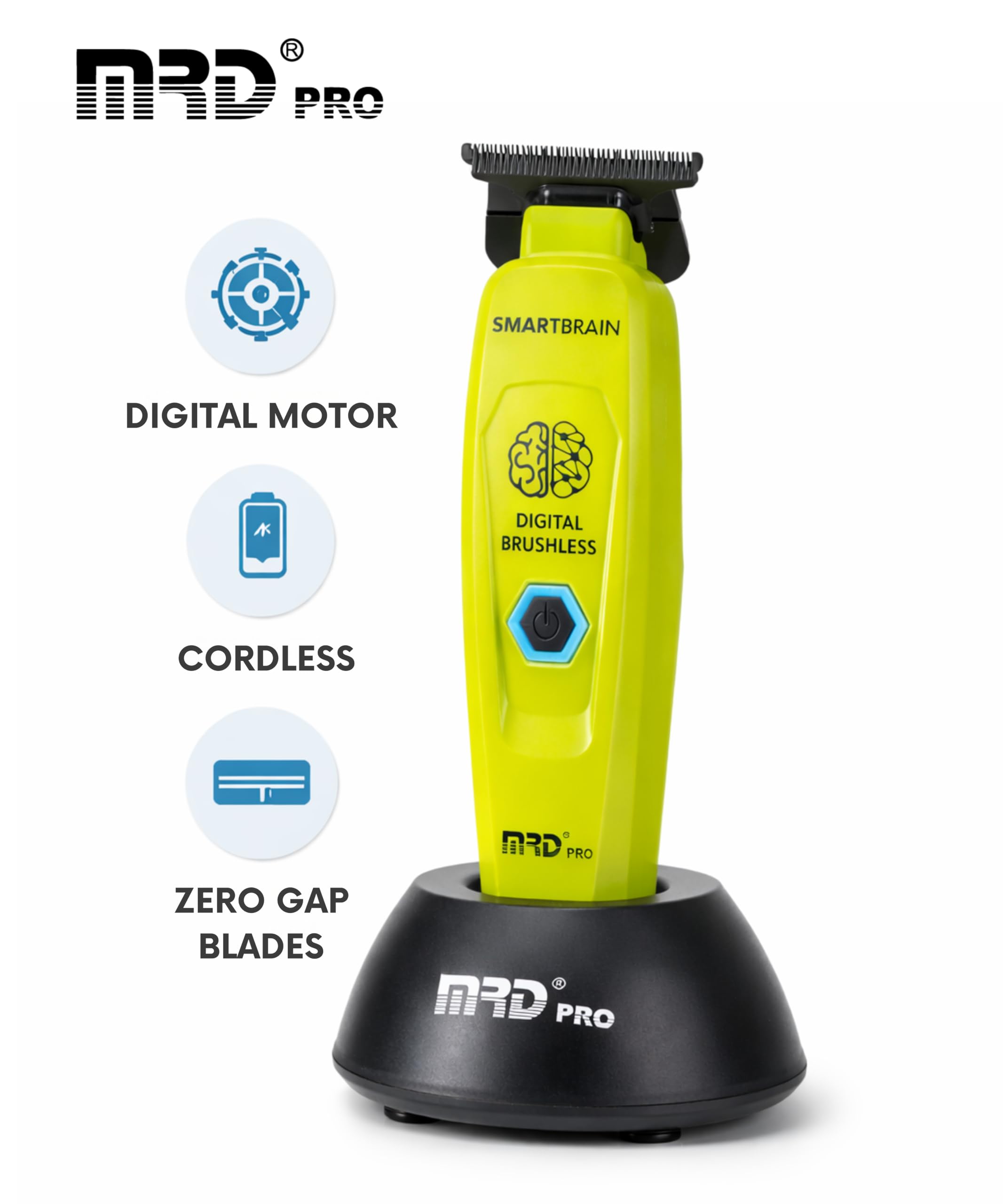 MRD Trimmer PRO Smartbrain - Machine de finition cheveux homme professionnelle avec moteur magnétique, lame DLC Trimmer et corps métallique, rechargeable Micro USB-C