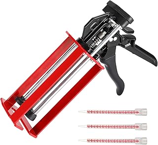 Dual Caulking Gun,Epoxy Gun for 200 mL(6.75 fl oz,1:1 or 2:1 Mix Ratio),Manual Double Cartridge Caulk Gun Panel Bond Adhesive Applicator with Mixing Nozzles for 08115,05887,07333