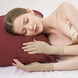 Cedcoe 2 Pairs Arthritis Gloves Fingerless Compression Gloves for Relieve Rheumatoid Arthritis, Osteoarthritis, Carpal Tunnel, Joint Pain for Women and Men to Daily Work (Coffee, Large)