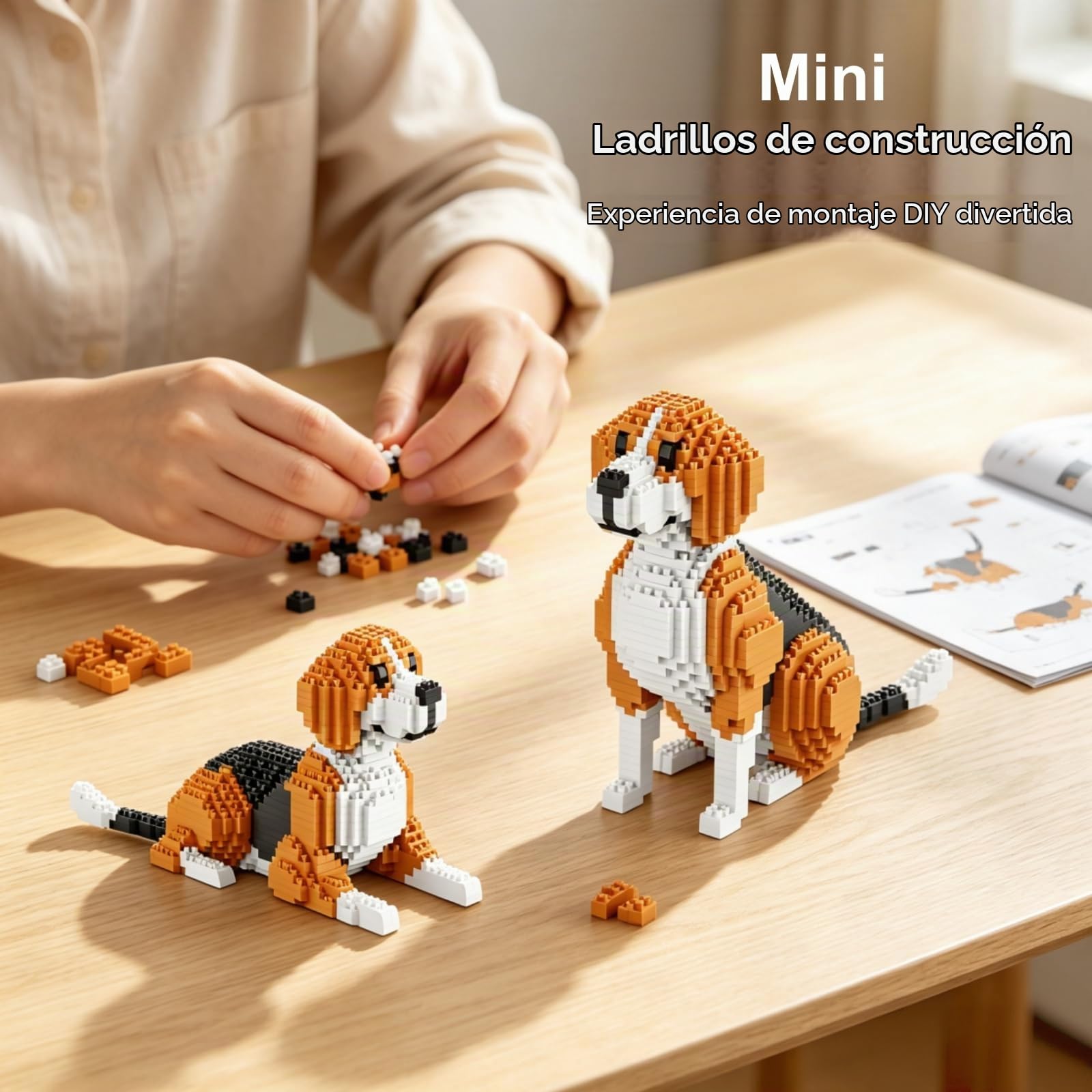 3 en 1 Beagle Dog Bloques de construcción para adultos, 1050 piezas Mini Micro Bloques de sujeción, Kit de construcción de animales, muebles para oficina en casa, regalo de cumpleaños para