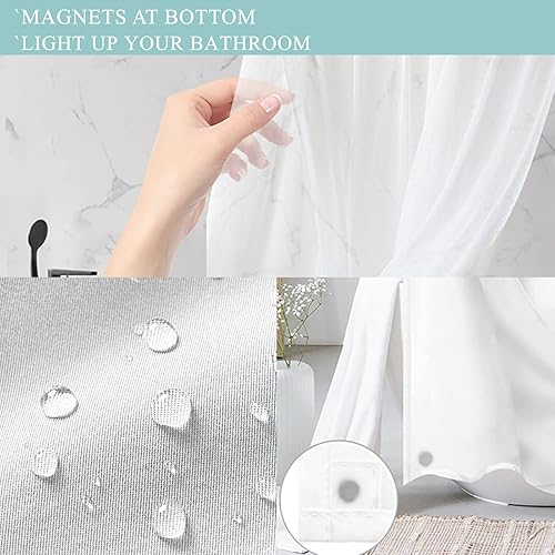 Vista 346 de Tititex - Juego de cortinas de ducha de eucalipto verde oliva, hojas de acuarela en la parte superior con decoración floral de baño, 60 x 72 Hojas