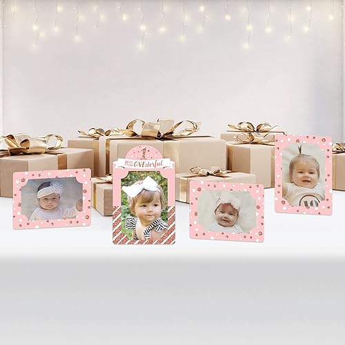Miniatura 6 de Big Dot of Happiness 1st Birthday Little Miss Onederful - Expositor de fotos de 4 x 6 pulgadas para fiesta de primer cumpleaños de niña, marcos de