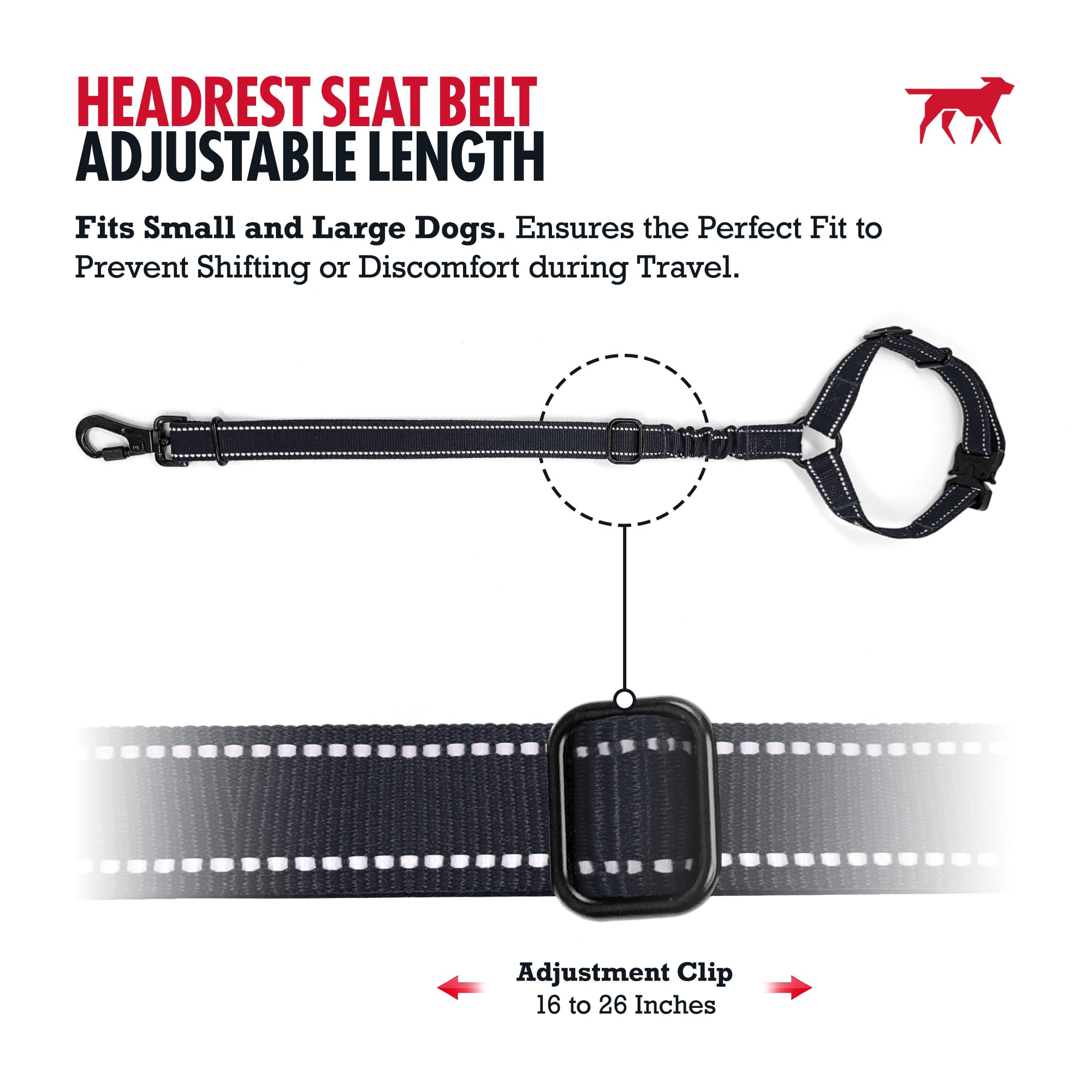 Tuff Pupper Dog Seat Belt for Car Headrest | Adjustable Length Dog Car Harness Restraint | Heavy-Duty Aviation Aluminum Carabiner & Tactical Buckle | Universal Fit for Small, Medium & Large Dogs - image 7
