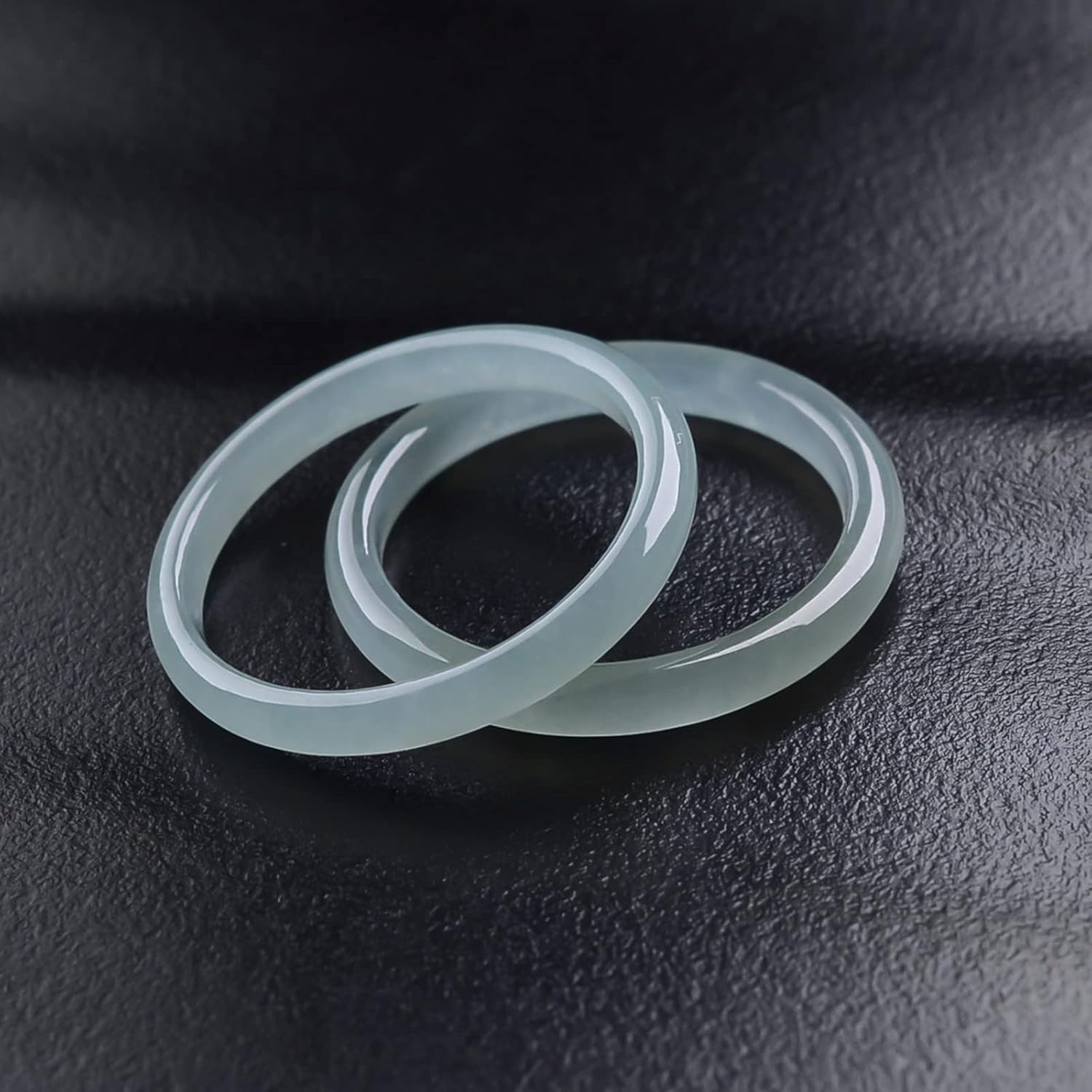 Natural Jade Ring for Women (Size 6-11) - Light Green Jade Stone Skinny Band Ring - Simple Gemstone Jewelry Gift