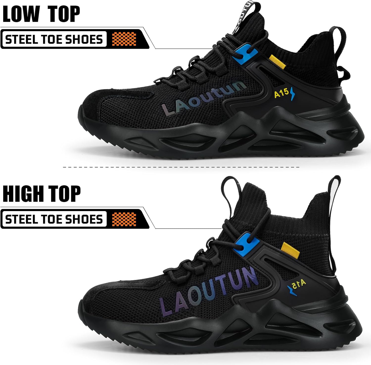 LAoutun Steel Toe Shoes for Men Work Shoes Safety Sneakers Comfortable Lightweight Puncture Proof Slip on Indestructible Construction Work Shoes - Image 7