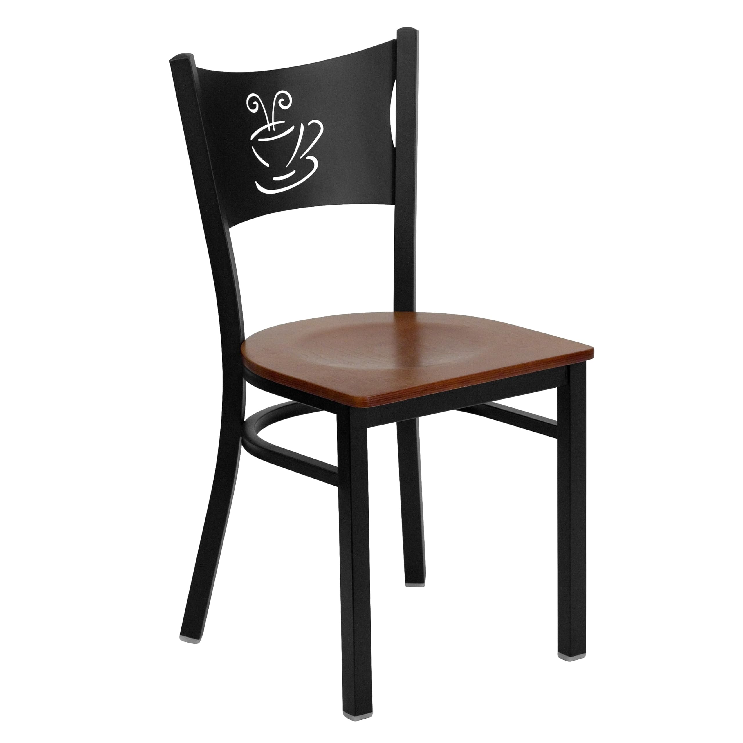 Flash Furniture Cherry Wood Seat/Black Metal Frame / Set of 1 / Traditional Chairs