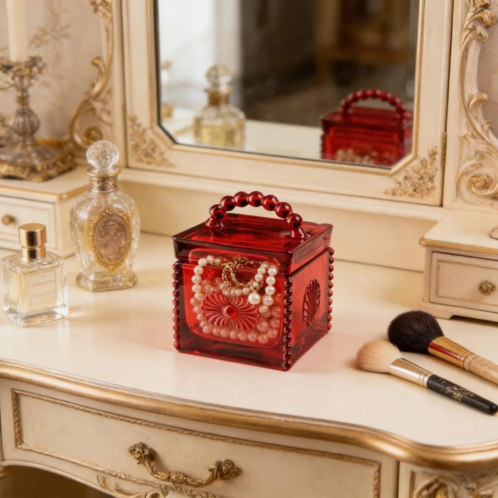 Elegant Relief - Tarro cuadrado de cristal para almacenamiento de caramelos con tapa sellada, tarro decorativo para encimera de cocina