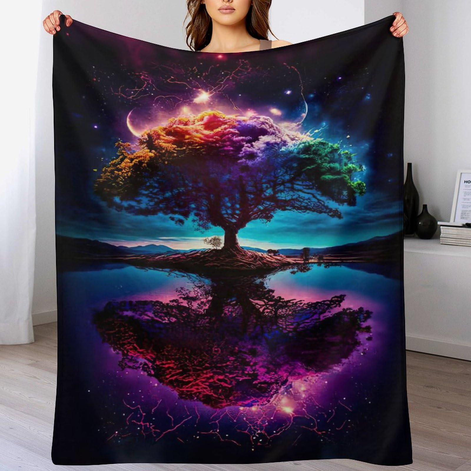 Couverture Arbre de Vie Cosmique douce idée cadeau originale pour lit et travel