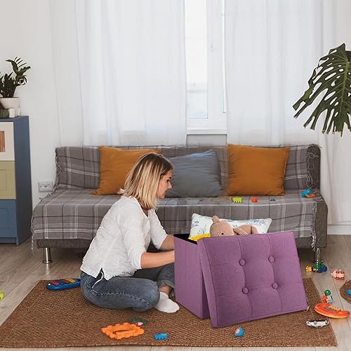 Miniatura 48 de Taburete otomano de almacenamiento otomano con reposapiés, banco plegable con almacenamiento, dormitorio de estudiantes y entrada, 16 x 12 x 12