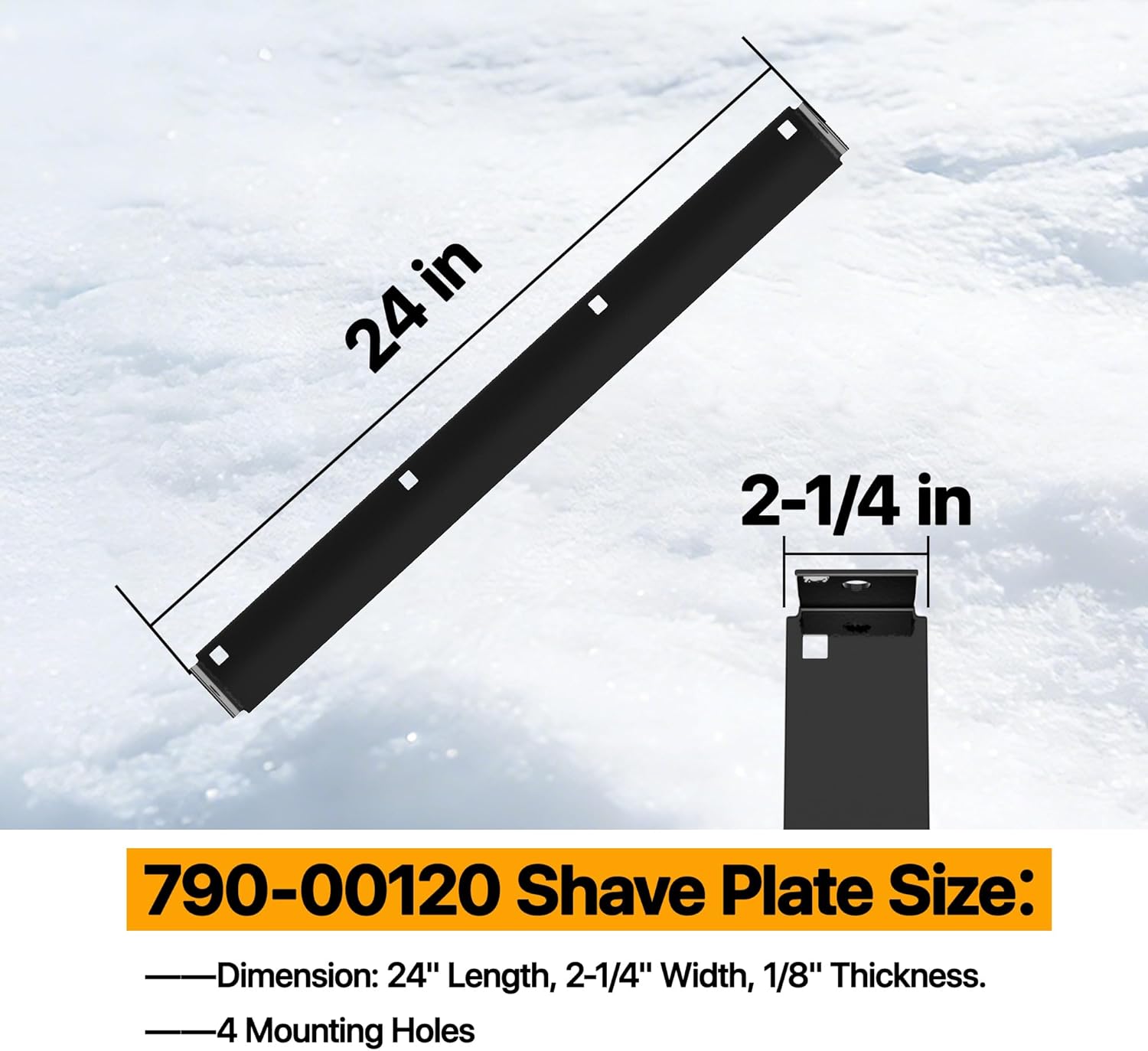 790-00120-0637 24" Snow Blower Shave Plate Replacement, Steel Shave Plate Compatible with MTD 2-Stage Snow Blowers, Replaces 780-428, 790-00120