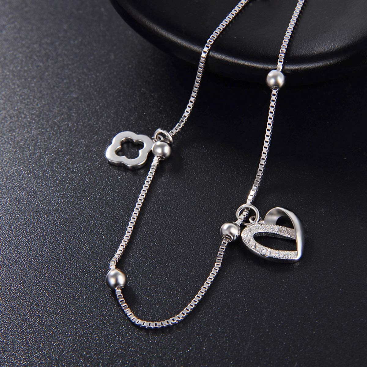 calcetín Simple Zircon 925 Tobillera de Plata esterlina Señoras Diamantes con Accesorios, Accesorios de Moda, Regalos de cumpleaños