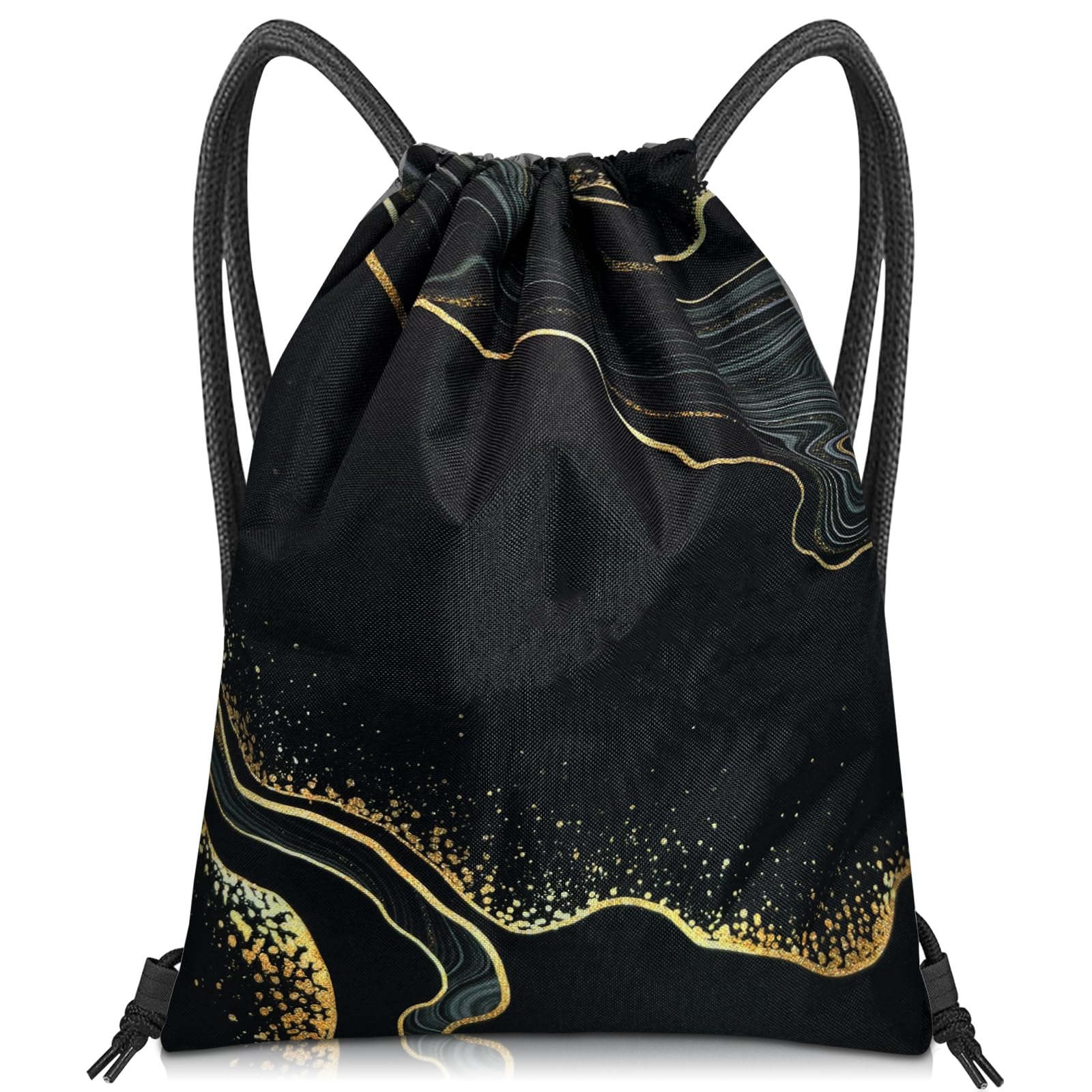 BHAHB Drawstring Backpack Draw String Bag Sports Gym Bags Waterproof Cute Aesthetic Sackpack for Unisex Women Sports Beach Travel(13"×17")-Marble