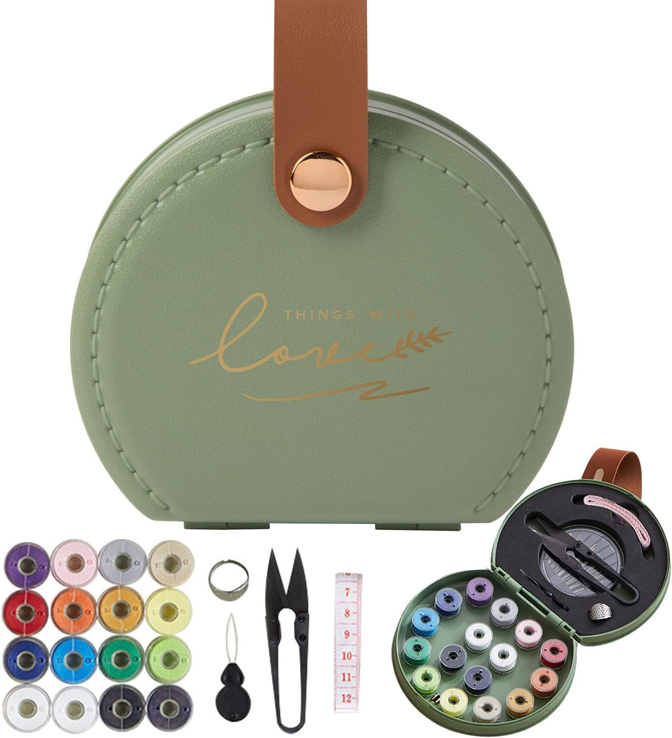 ZUNON Sewing Kit, Travel Mini Sewing Kits for Adults Supplies Repair Project Kit Needle Family Sewing Thread Accessories Traveler DIY Organizer (Green Sewing kit)