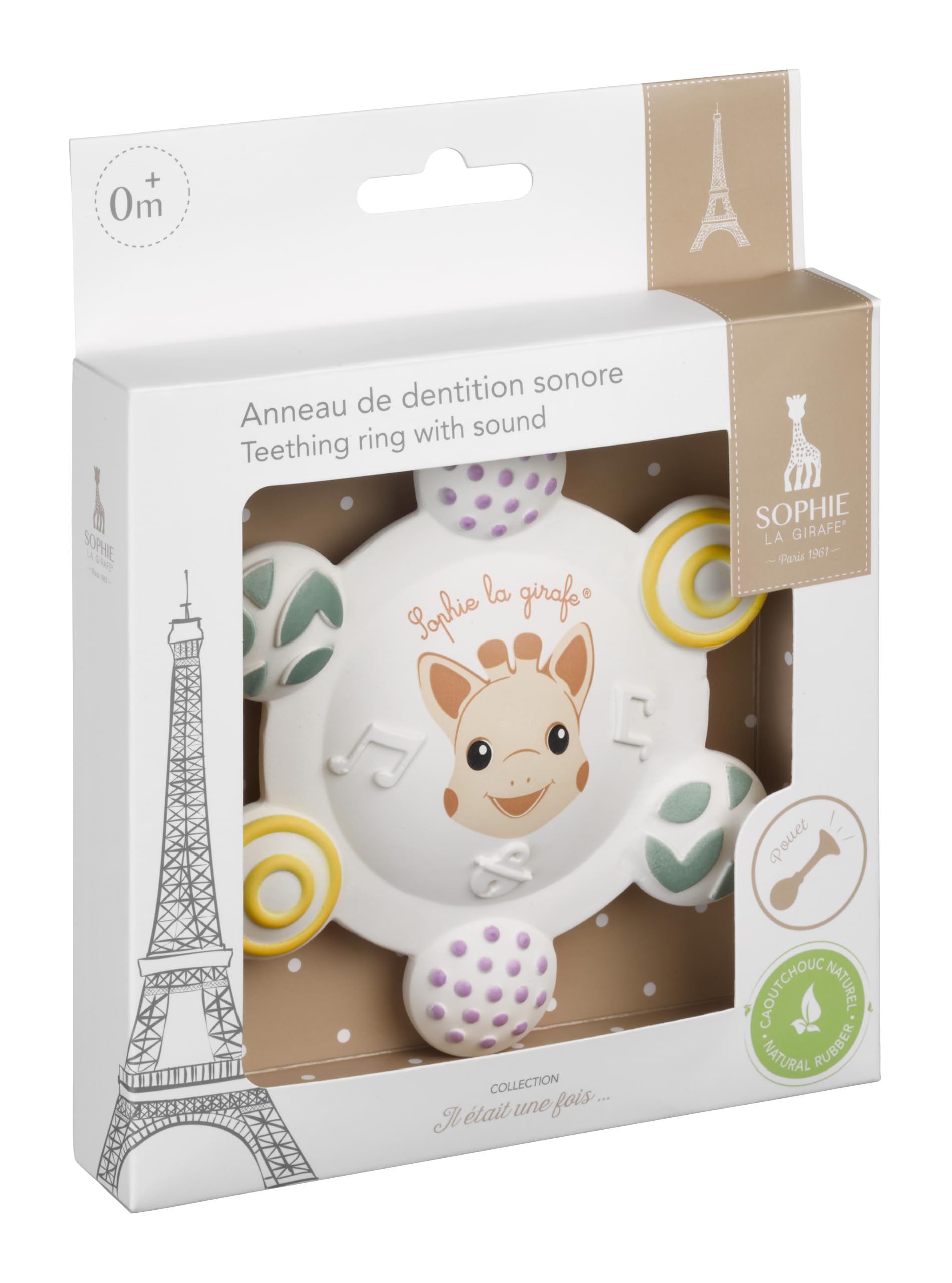Sophie la Girafe – Anneau de Dentition Sonore Bébé – Jouet d’Éveil Sensoriel avec Sons et Textures pour Soulager Les Gencives – Dès la Naissance