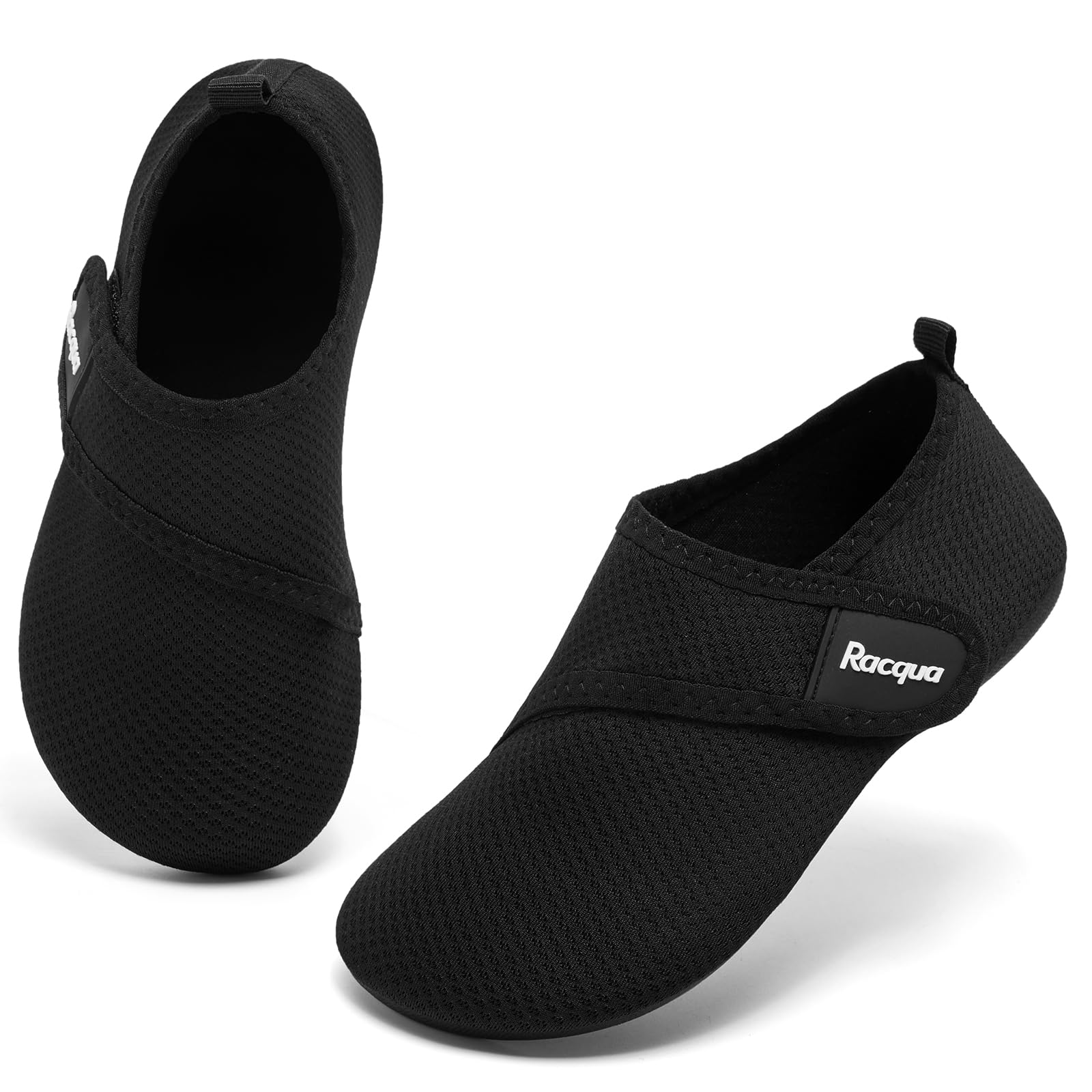 Racqua Kids Water Shoes Breathable Beach Shoes Quick Dry Swim Aqua Pool Shoes for Boy's Girl's Big Kid Black 6-7