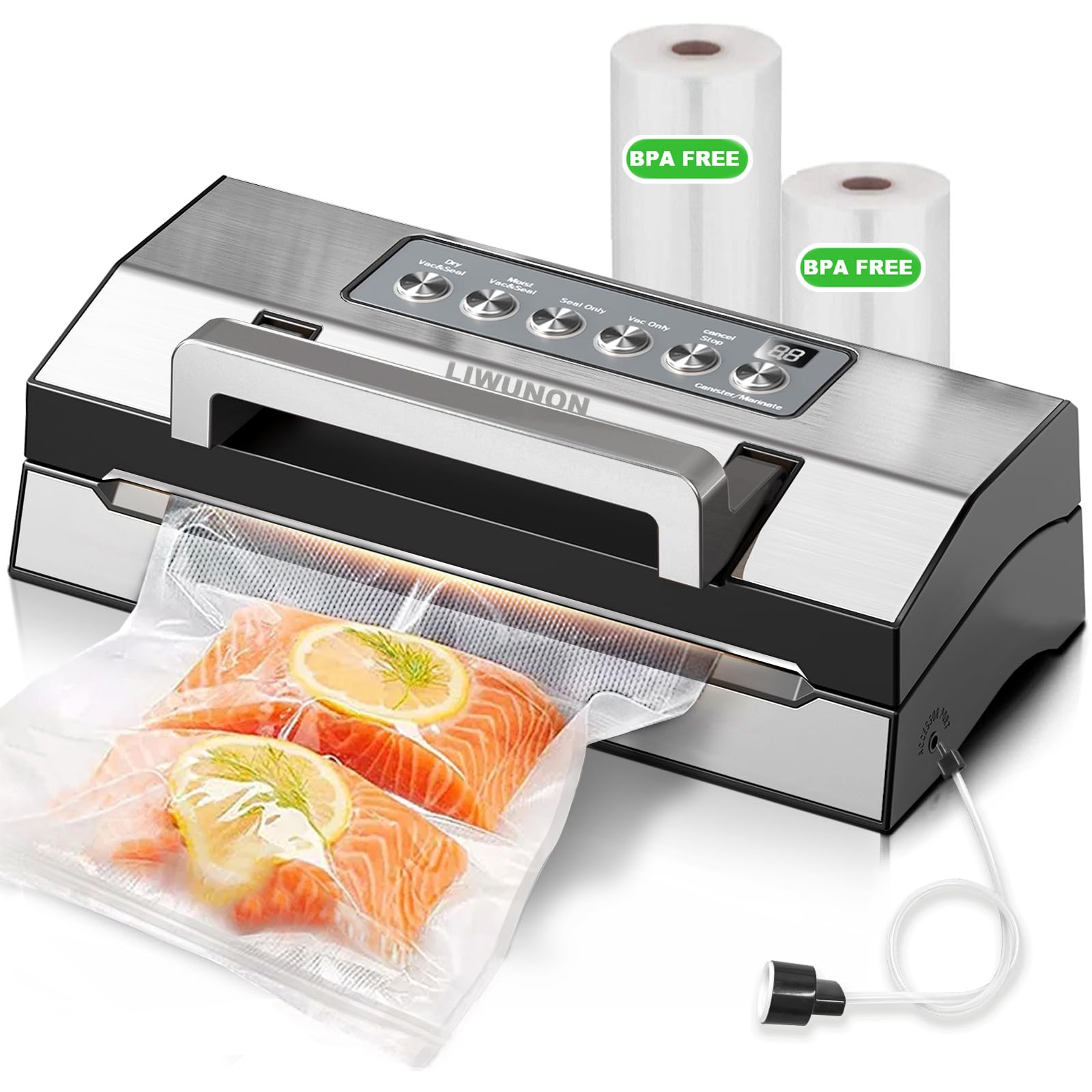 Photo 1 of Upgraded Precision Fast-Vacuum Sealer, LIWUNON Commercial Full Automatic Food Vacuum Sealer Machine, Double Heat Seal, Built-in Cutter&Bag Storage, Powerful Food Vacuum Saver, 2 Bag Rolls&hose
