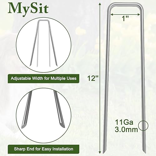 Miniatura 2 de MySit - Juego de 50 estacas de jardín de 12 pulgadas, estacas de paisaje de 11 Ga, estacas de metal de acero galvanizado resistente para patio,