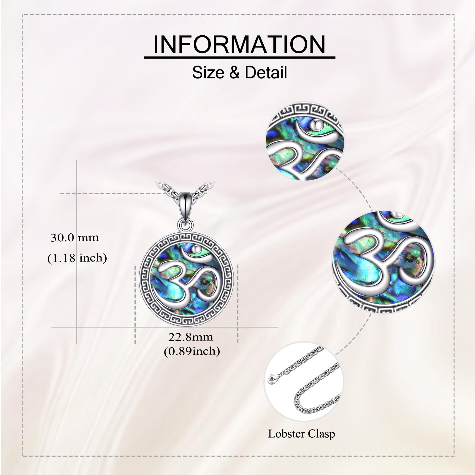 Collana in argento sterling 925 con ciondolo a forma di conchiglia di abalone, simbolo di om, Buddha spirituale, gioiello da preghiera per yoga da donna