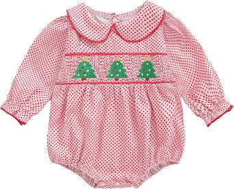Amnnchya Baby Girl Christmas Outfit Peter Pan Collar Plaid Romper Newborn Thanksgiving Outfits Infant Halloween Clothes