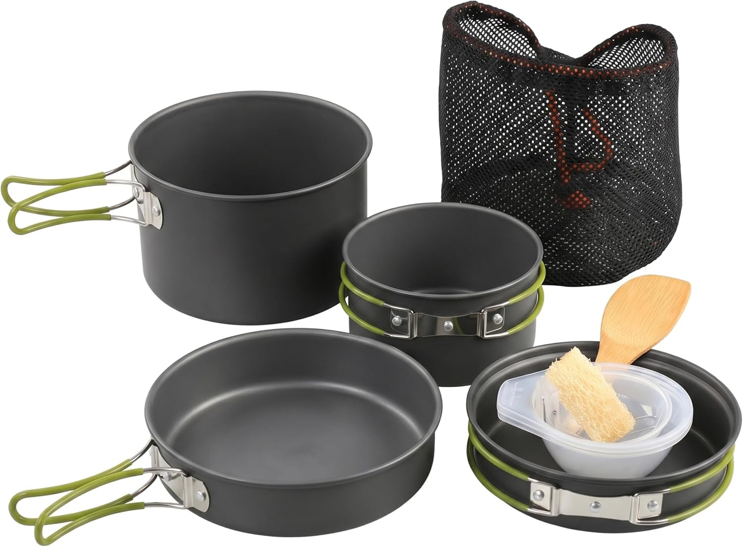 Camping pots and Pans Camping Cooking Set, 2-3 Person Portable Cooking Set Lightweight Aluminum Pots and Pans with Foldable Handles for Hiking Picnic