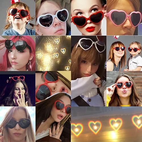 Miniatura 7 de Gafas de corazón efecto negro, con elegante estuche para gafas (marco de corazón, negro)