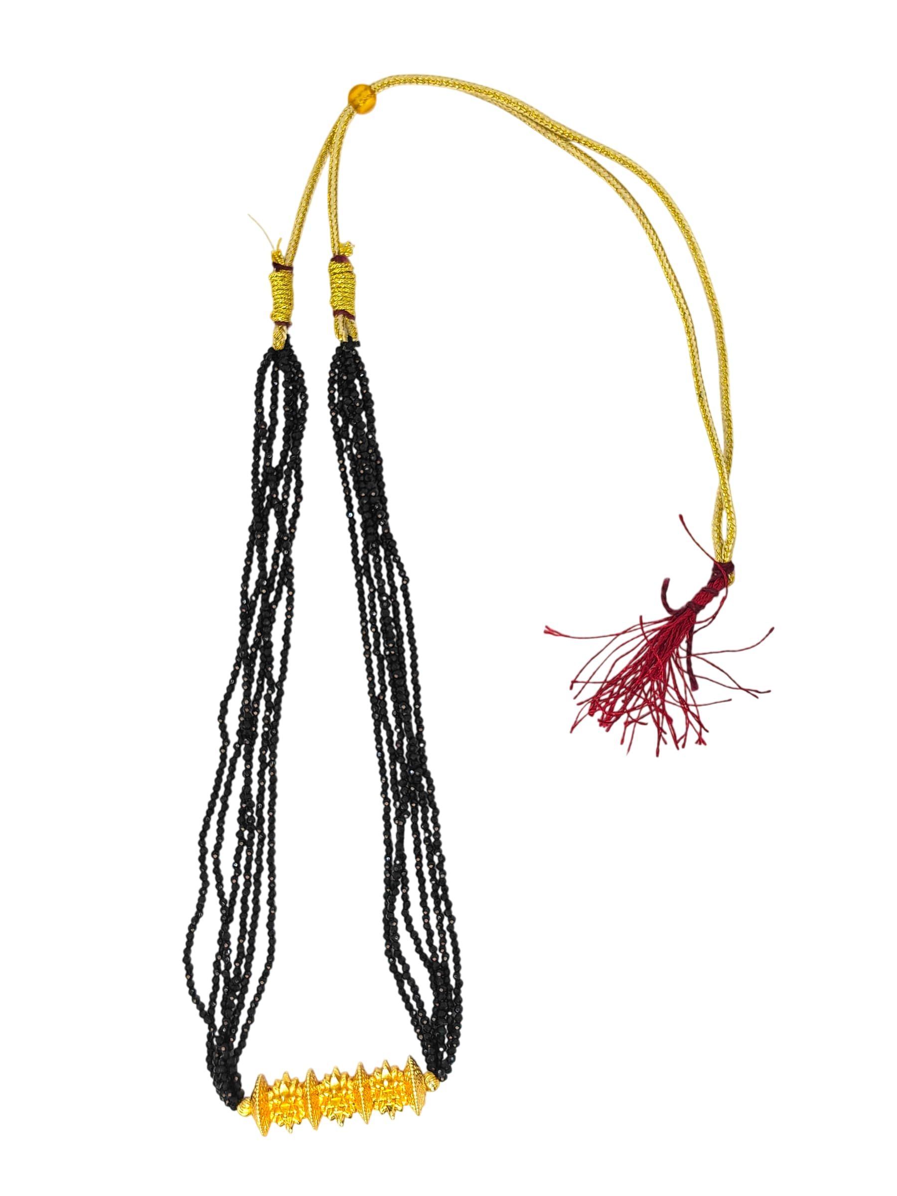 Nepali Tilhari Pote Mala Necklace for Womens Gold-Plated Pendent Multi String Crystal Beads Hydro Potey Pahadi Mangalsutra Tanmaniya Nallapusalu Nepali Mangalsutra Maili Tilhari Chain for Wedding & Festival-image-12