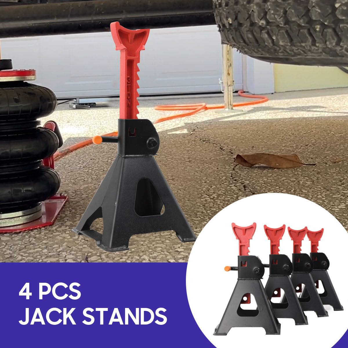 Lot de 4 Chandelles de Stabilisation pour Caravane, Chevalet pour Camping-Car, Réglable en Hauteur 275-415mm, jusquà 3T pour Les Remorques de Caravane et Les Caravanes
