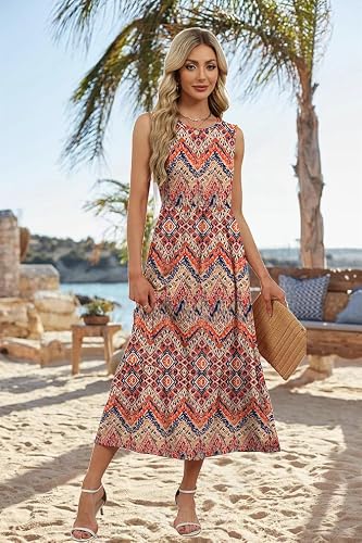 WIHOLL Summer Dresses for Women 2026 Casual Sleeveless Maxi Dress Long Flowy A Line Sundresses Beach Fashion with Pockets — view 2