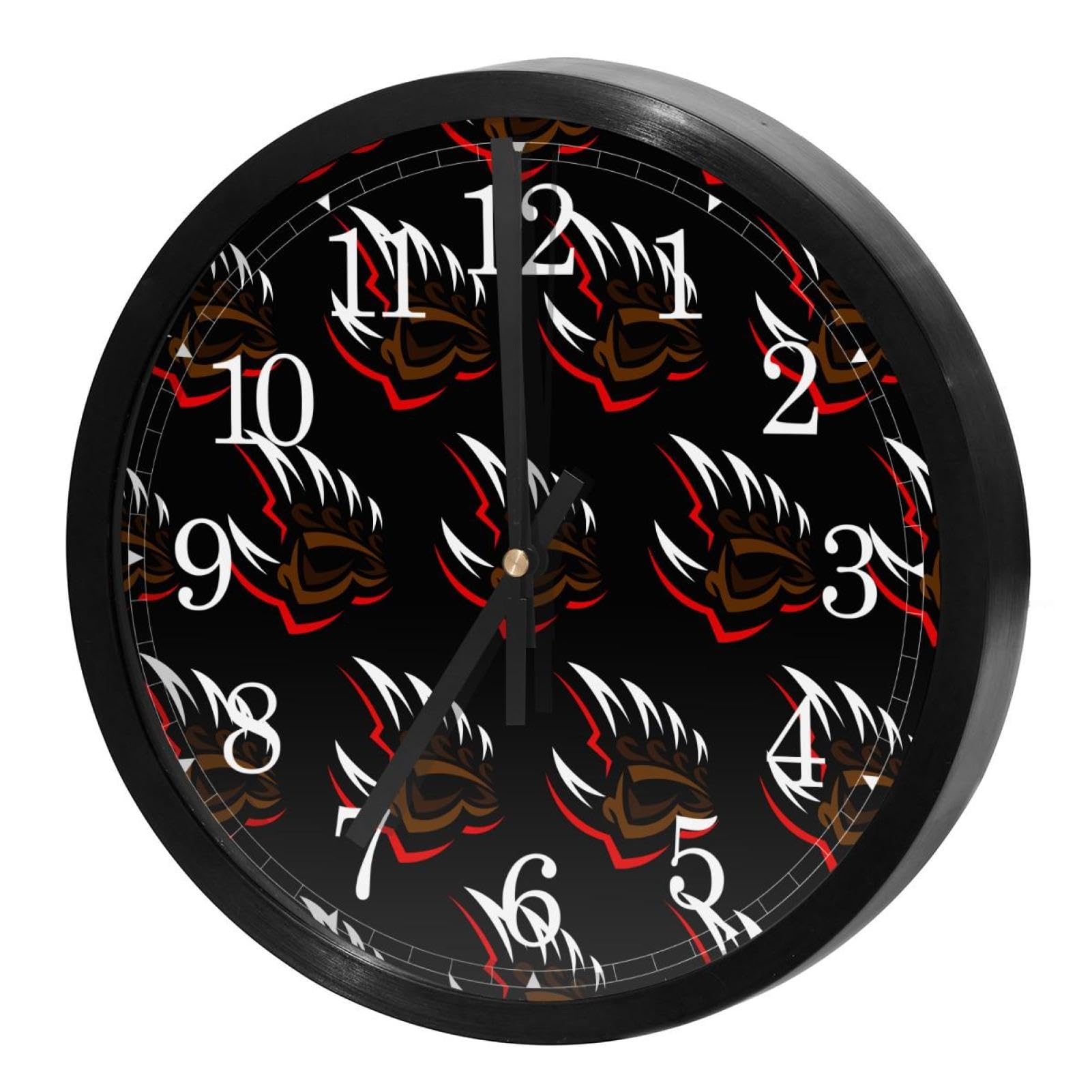 Horloge murale à quartz sans tic-tac Grizzly rouge de qualité