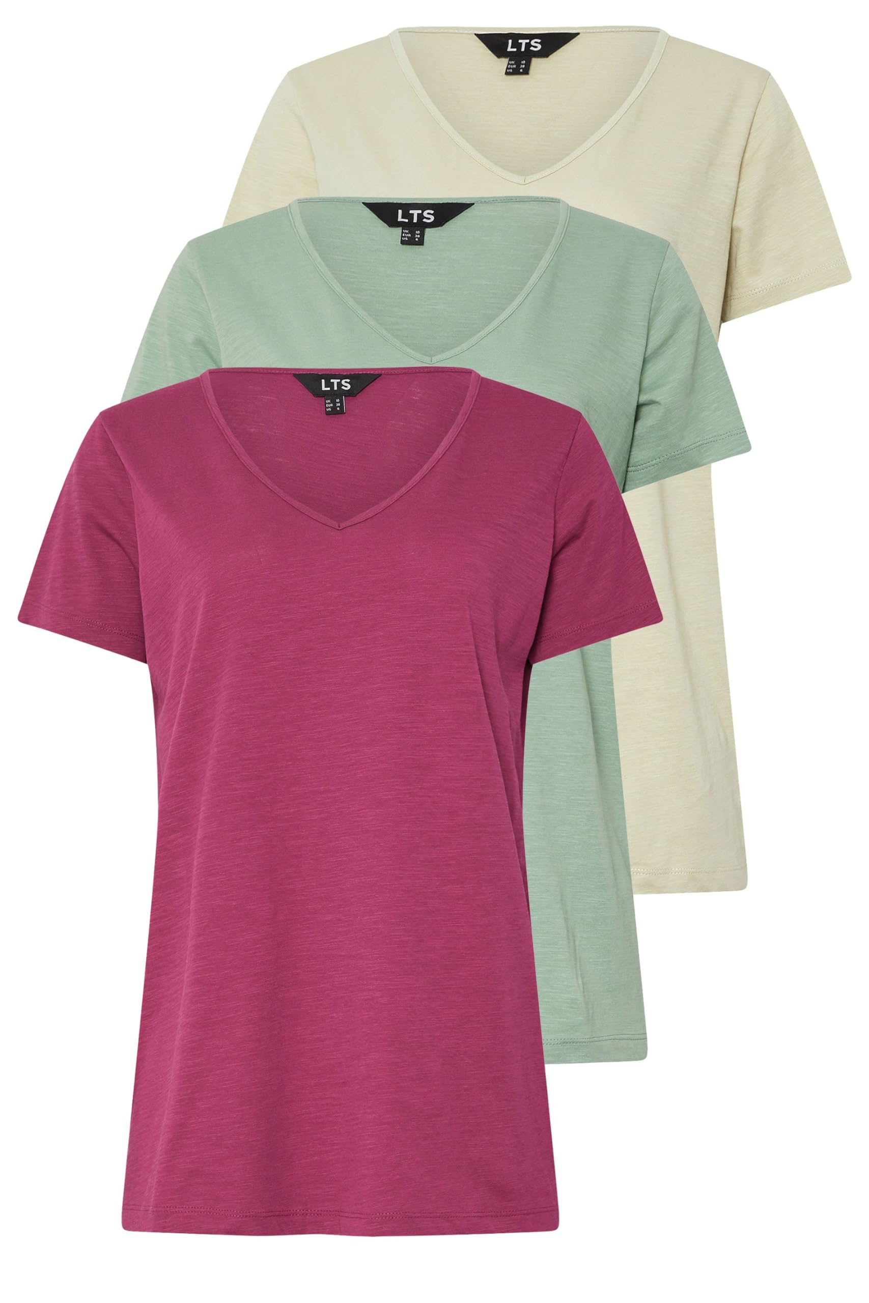 Long Tall Sally Women's Light Green Tall 3 Pack V-Neck T-Shirts Size 18