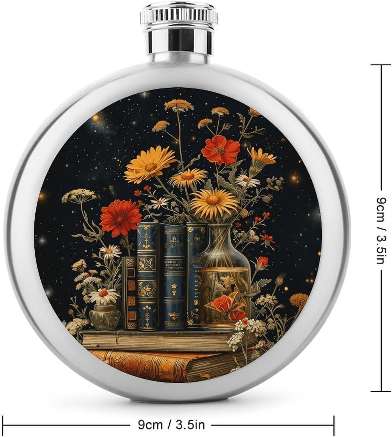 Vintage Flower Arrangement Stainless Steel Flagon to 5 Oz with Screw Cap,Hip Flask for Men–Whiskey & Liquor Pocket Flask,Alcohol Flagon for Camping Drink Sports Outdoor Wine Bottle