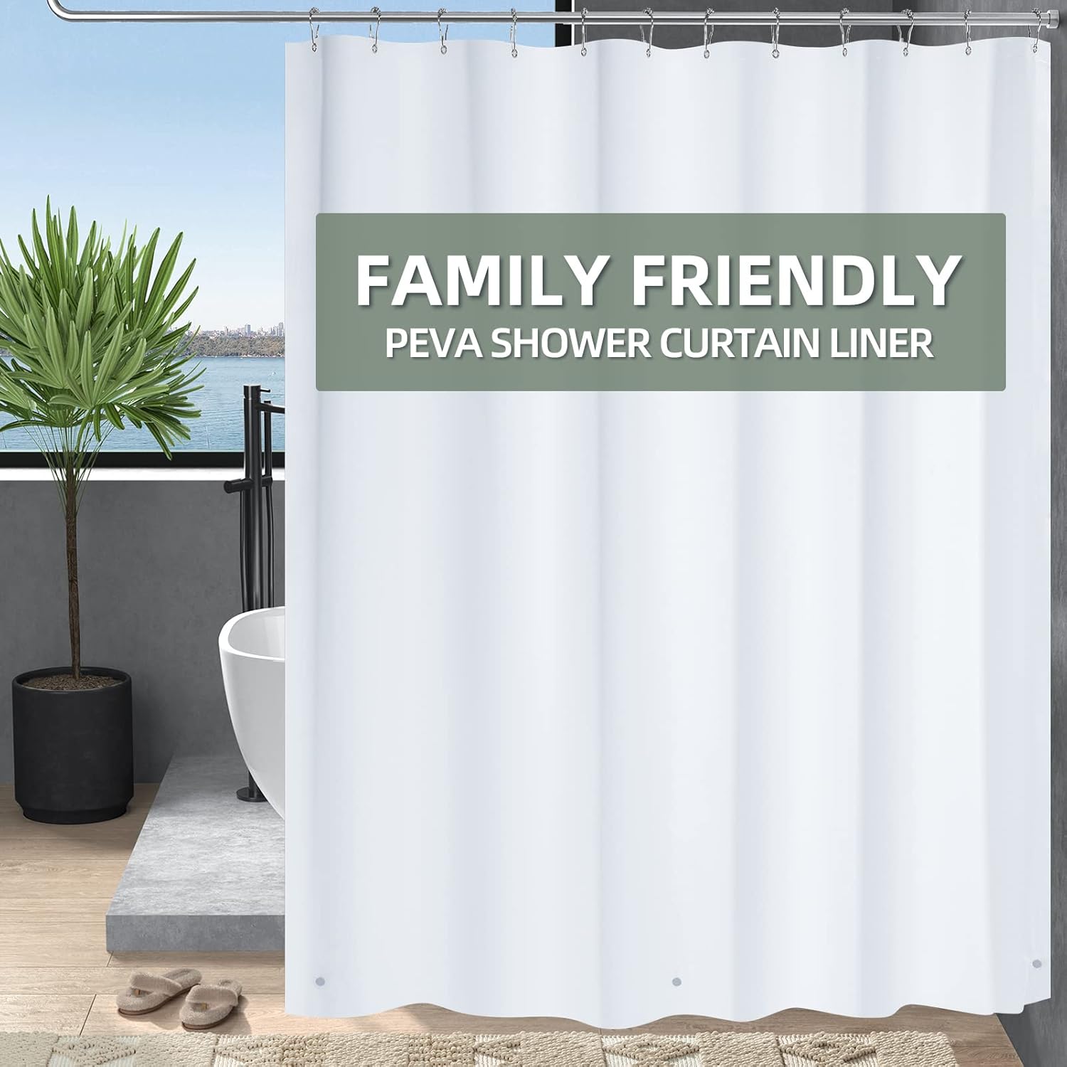AmazerBath Extra Long Shower Curtain Liner, White Shower