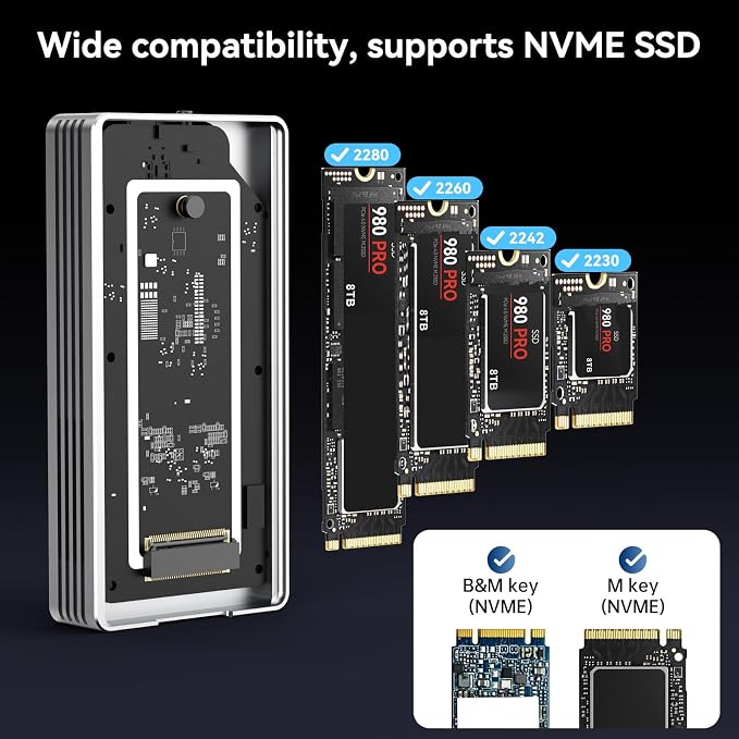 Carcasa M.2 NVMe SSD 40Gbps con ventilador de refrigeración miniatura 5