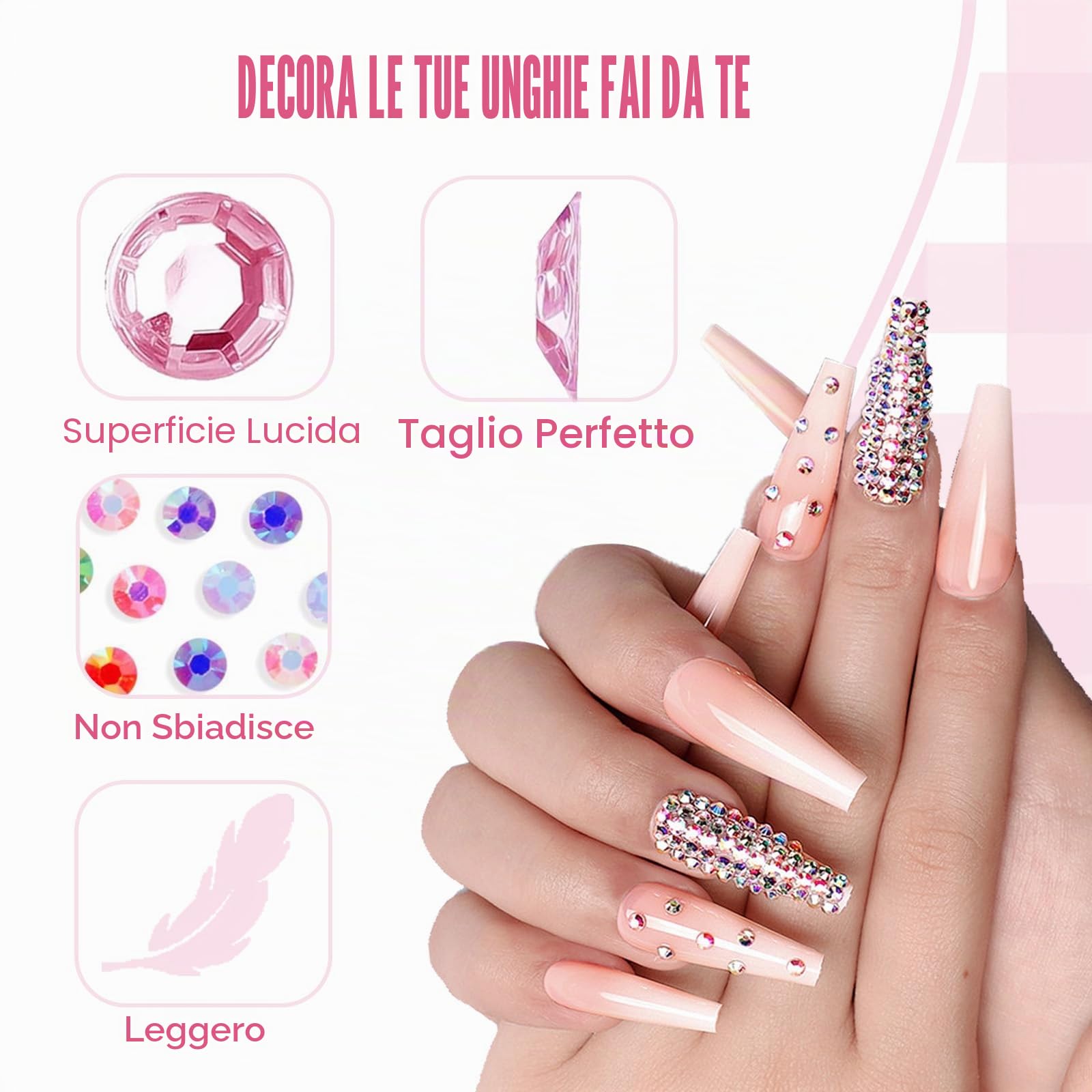 Strass Unghie, 28800 Pezzi Strass per Unghie, 24 Colori Brillantini Unghie Nail Art con Pinzetta e Penna per Punteggiatura di Strass, DIY Brillantini per Unghie, 3mm