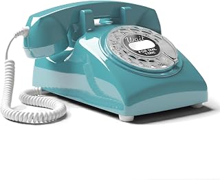 Opis 60s Cable: Rotary Phone/Vintage Phone/Retro Phone/Old Phone/Landline Phone Retro/Vintage Telephone/Rotary Analog Phone/Old School Phone/Azure Rotary Phone Vintage