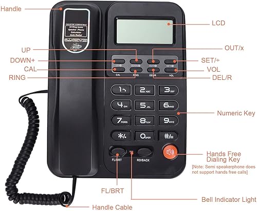 Miniatura 5 de KX T2026CID Teléfono con cable, teléfono fijo con pantalla LCD, teléfono de escritorio para oficina en casa, hotel, teléfonos fijos con cable con