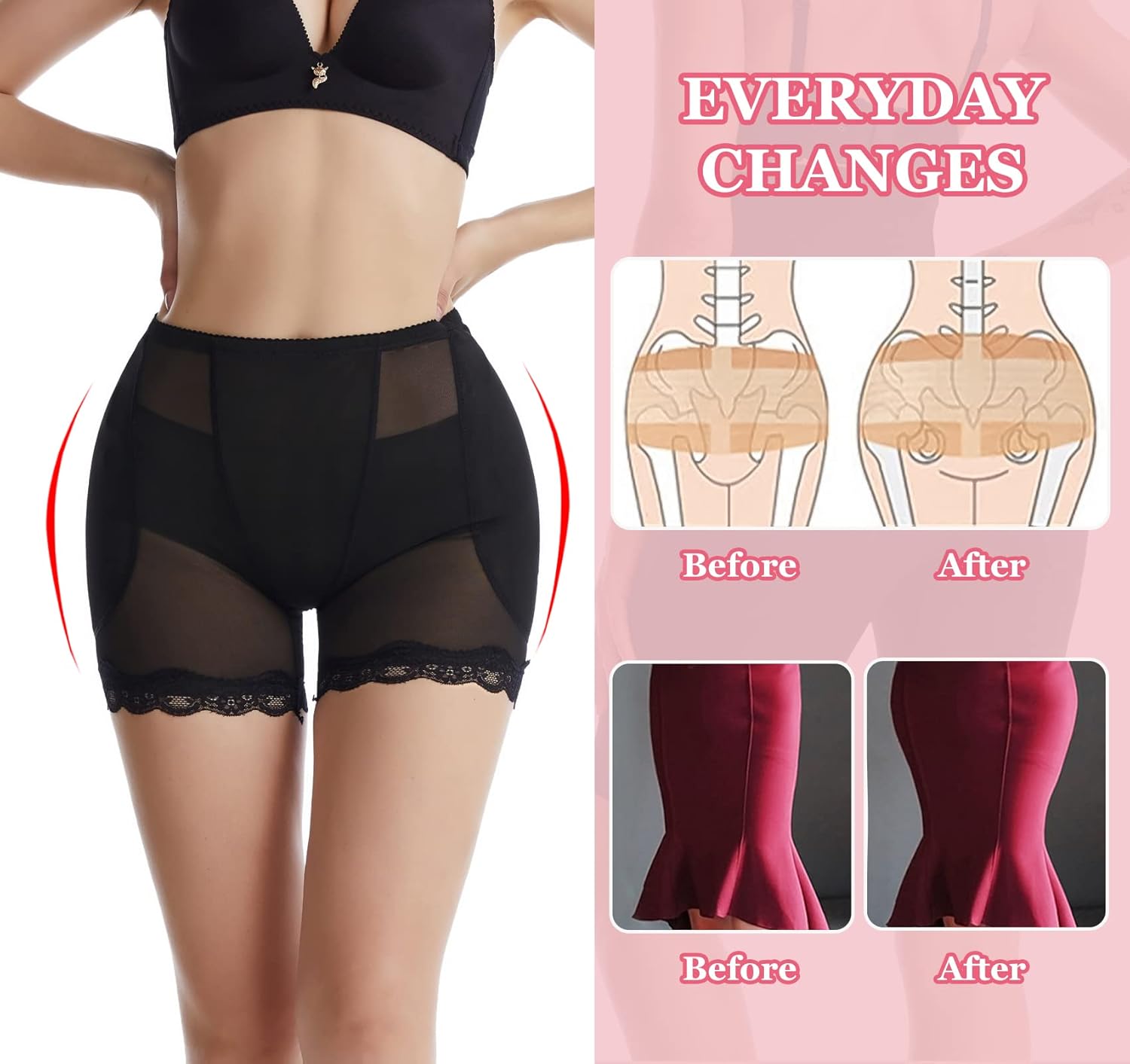 FEOYA Hip Pads for Women Hip Dip Shapewear Mesh Hip Enhancer Panties Fake Butt Padded Underwear Trim Seamless Booty Lifter - Image 4
