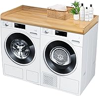 Royxen Solid Wood Washer Dryer Countertop Oak 54x27.4in - Fits Front-Load Washers Dryers, Anti-Slip Laundry Shelf Storage