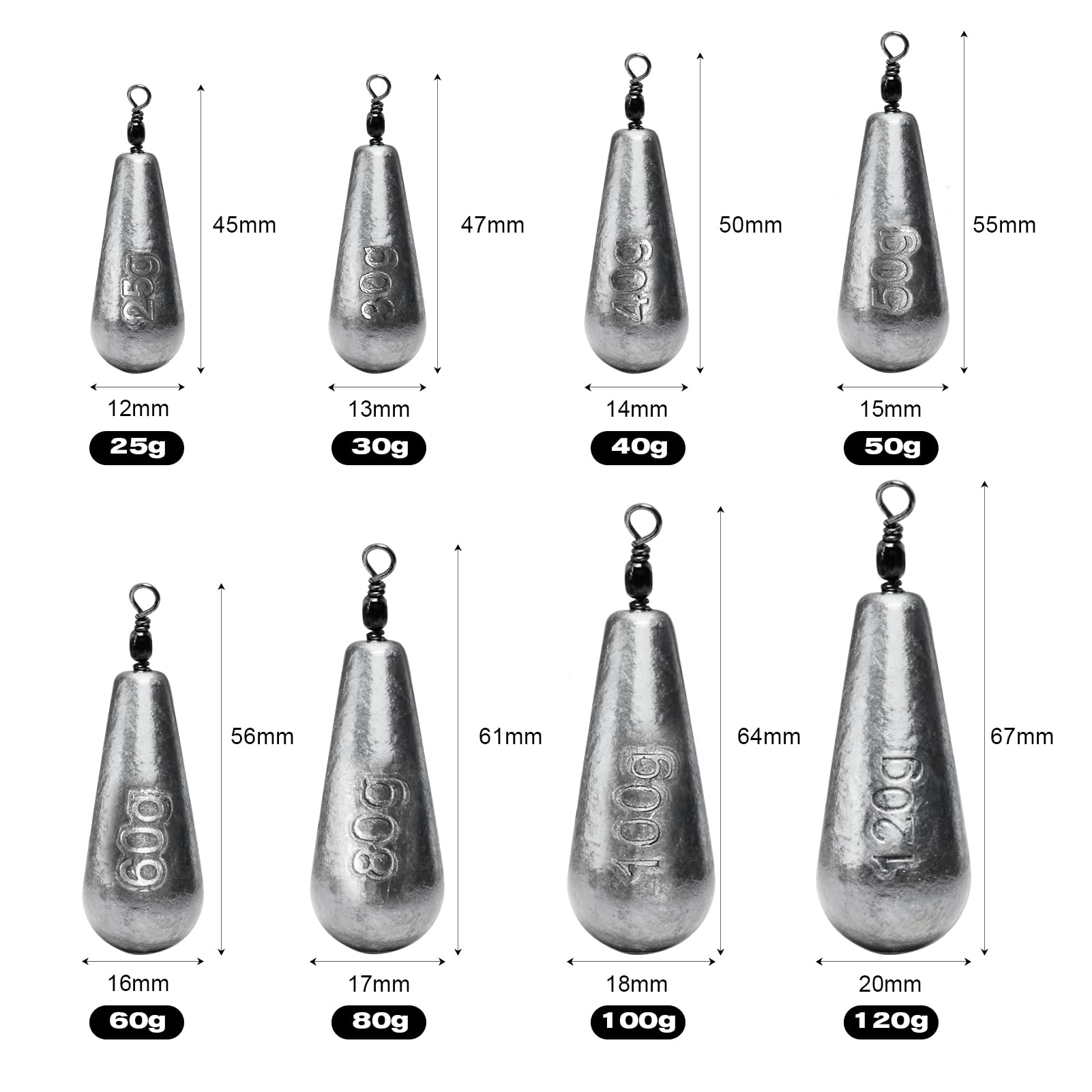 Set Da 12 Piombi Morbidi Per Pesca Alla Carpa, Assortiti, Con Bulloni E Girelle, In Verde E Marrone Mimetico, 1.5-70.9g