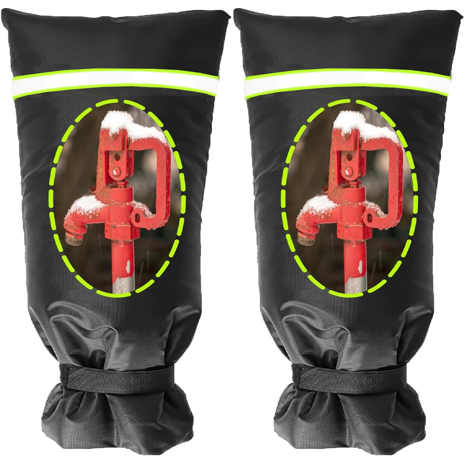 2 Pack Outdoor Faucet Covers for Winter, 15" W x 35" H Outside Yard Hydrant Protector Socks Winter, Insulated Hose Bib Protector Cover, Spigot Pipe Cover Freeze Protection Black