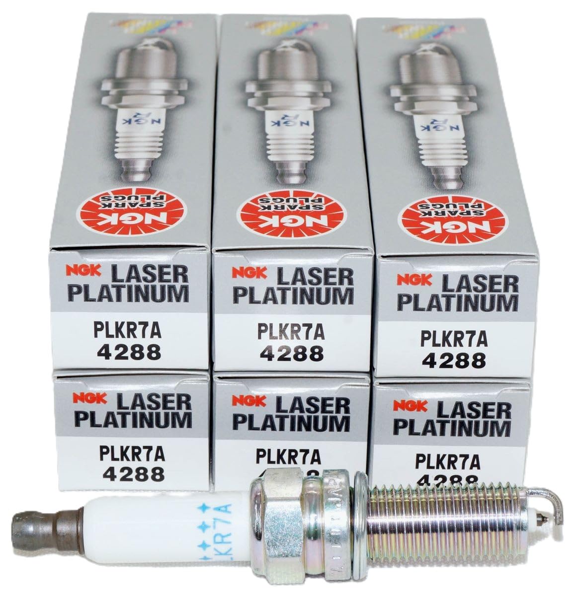 NGK 6pc - Laser Platinum Spark Plugs Stock 4288 Nickel Core Tip Standard 0.032in PLKR7A